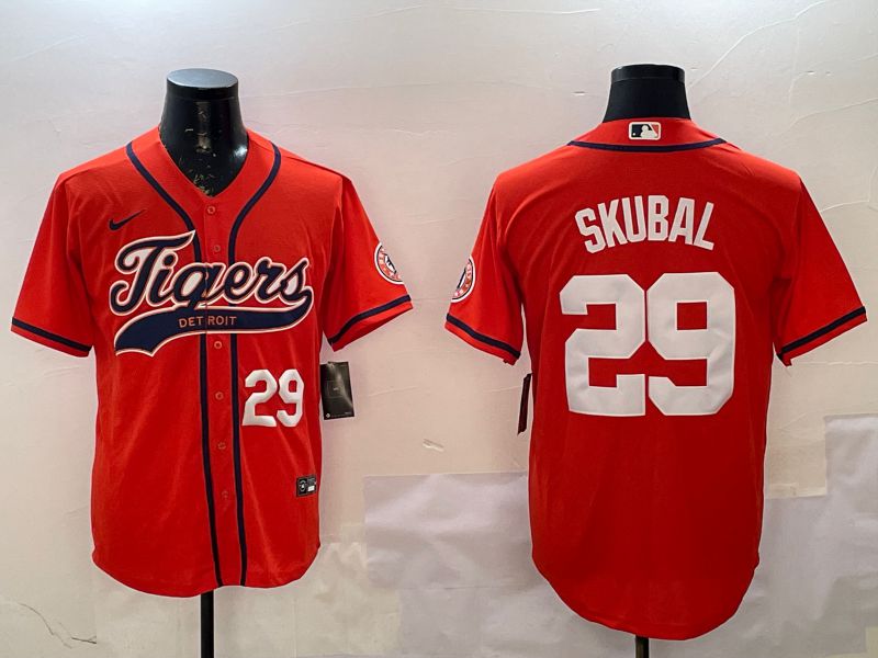 Men Detroit Tigers #29 Skubal Orange Joint Name 2025 Nike MLB Jersey style 3
